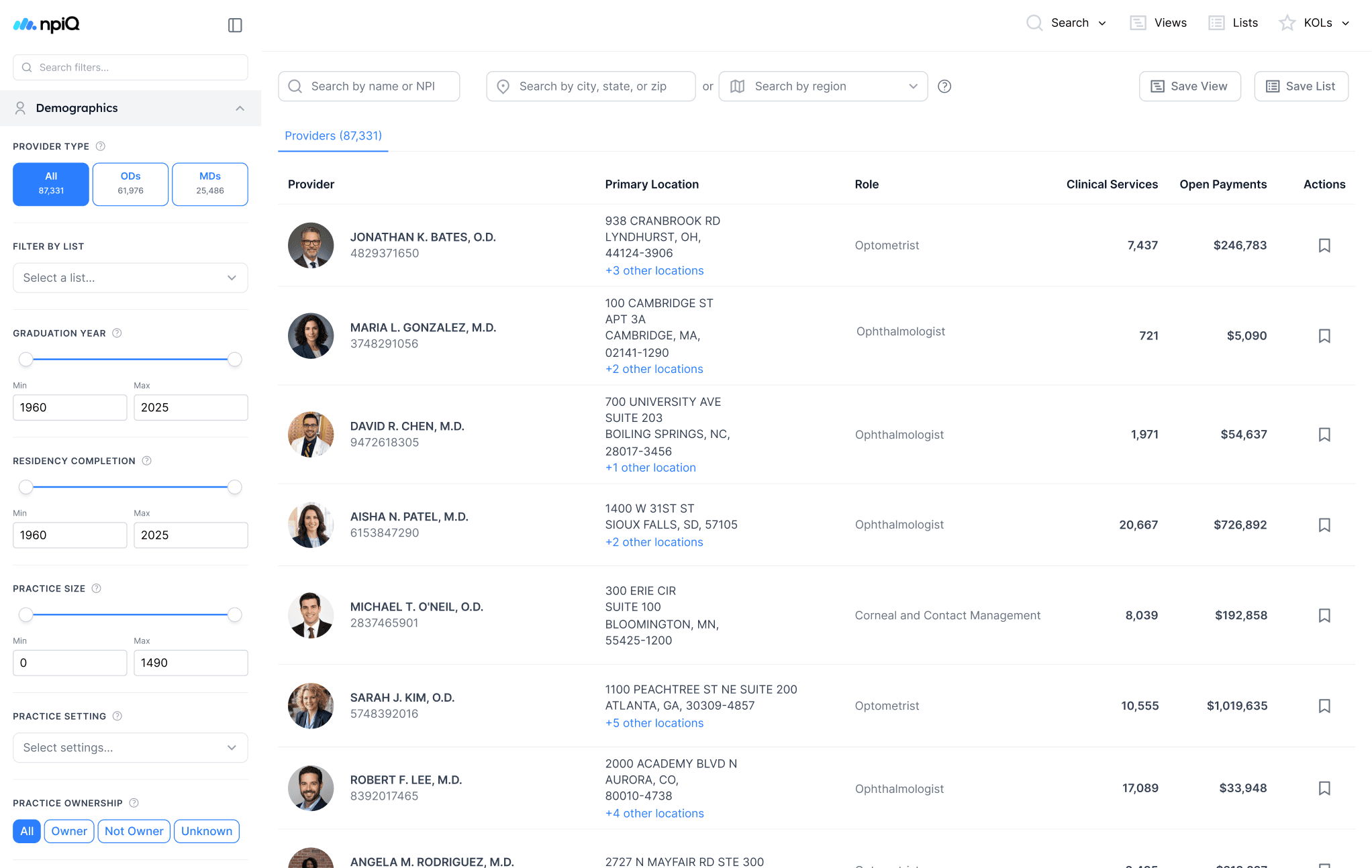npiQ platform dashboard